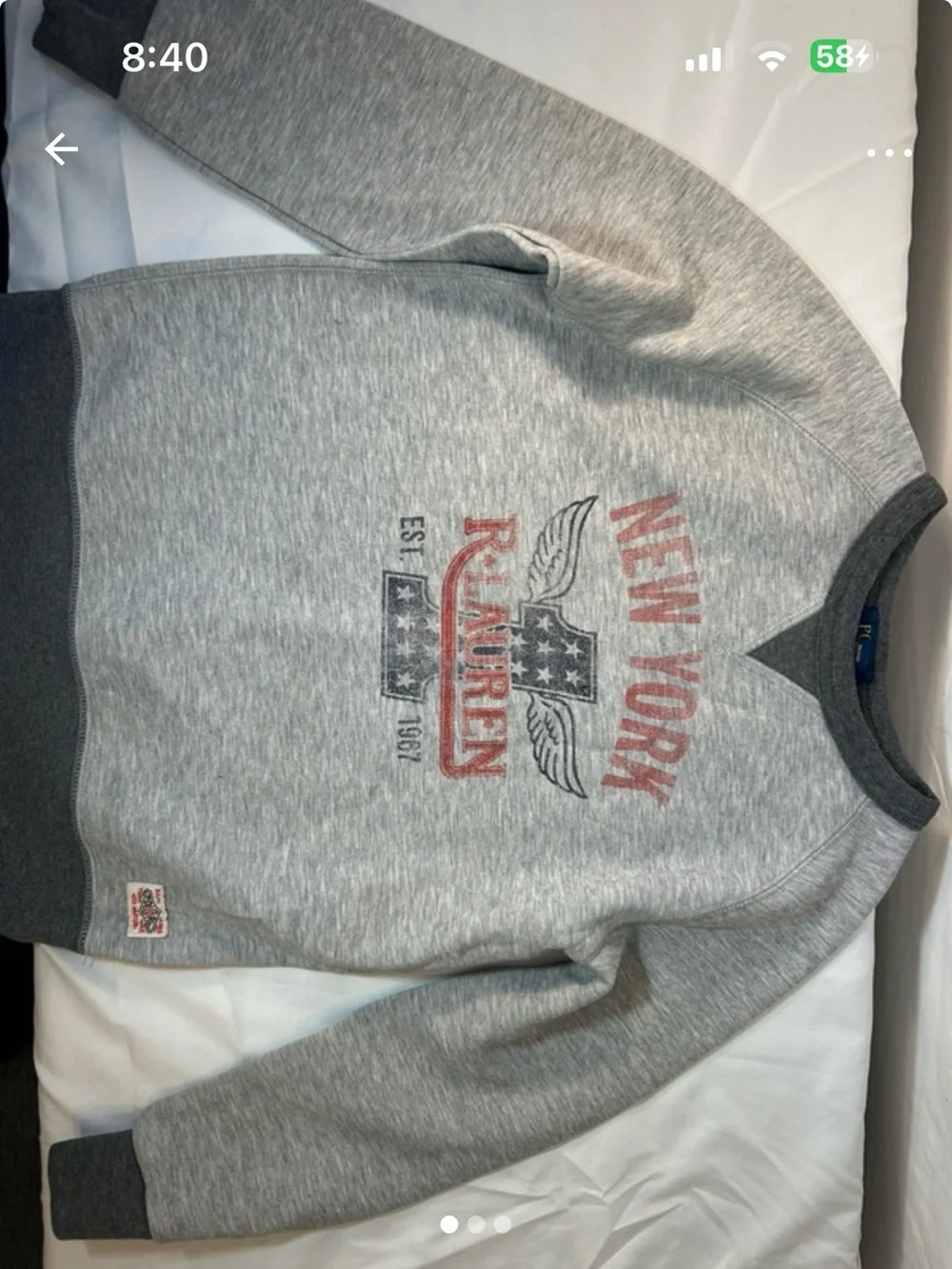 Ralph Lauren Heather Gray Sweatshirt with Red & Navy Graphic